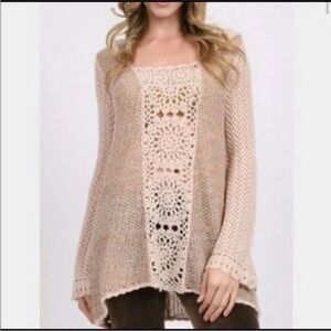 Free People Beige Crochet merci tunic boho dress
